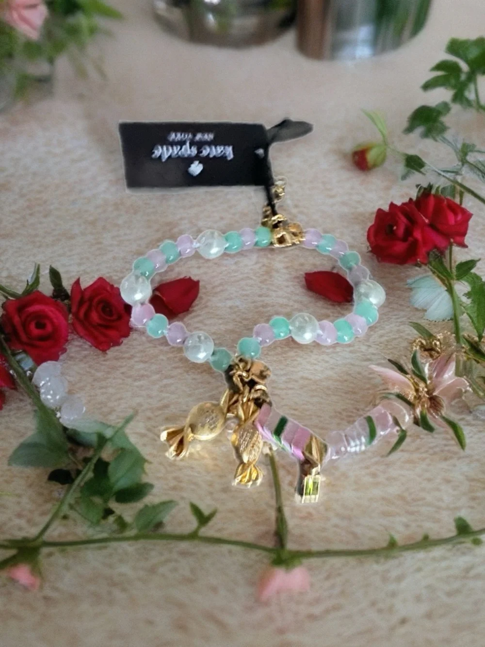 kate spade pastel beaded charm bracelet with gold-tone charms - Picture 2 of 3